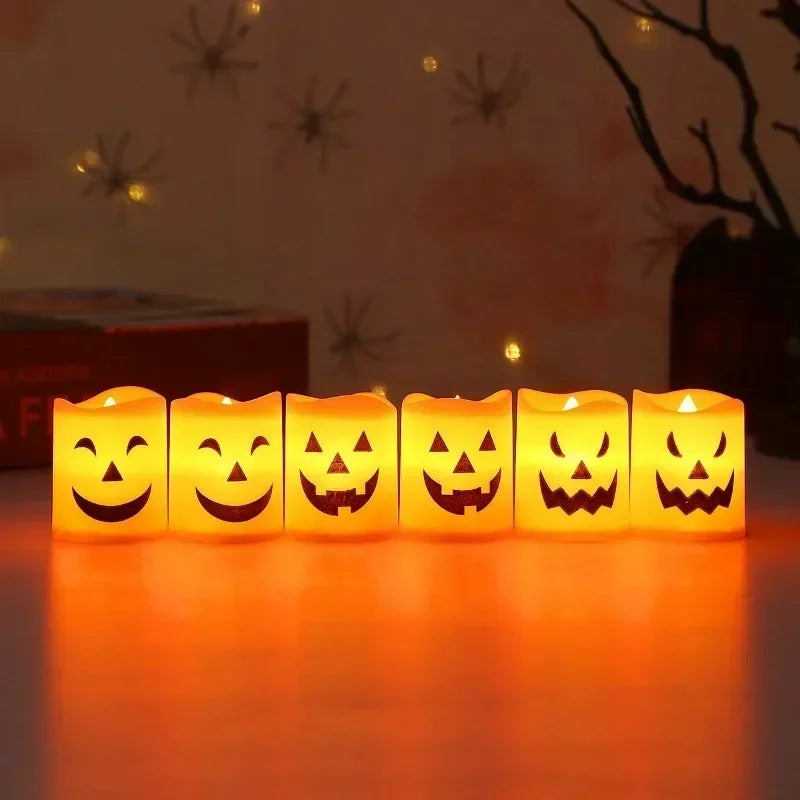 Halloween Pumpkin LED Candle Lights – 6 to 30 Pack Décor Props