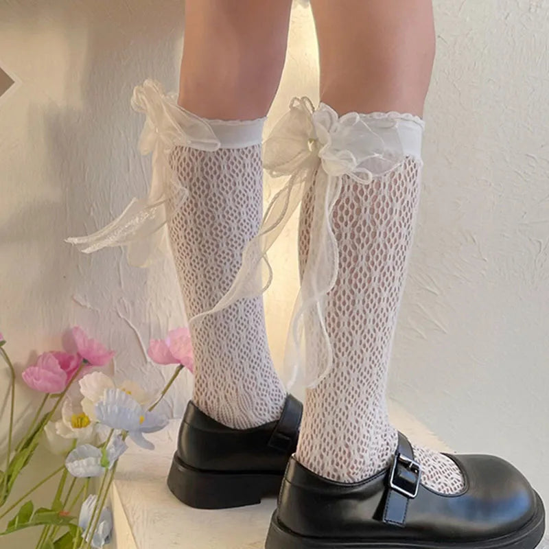 Girls Lace Ruffle Knee High Socks – Breathable Princess Stockings