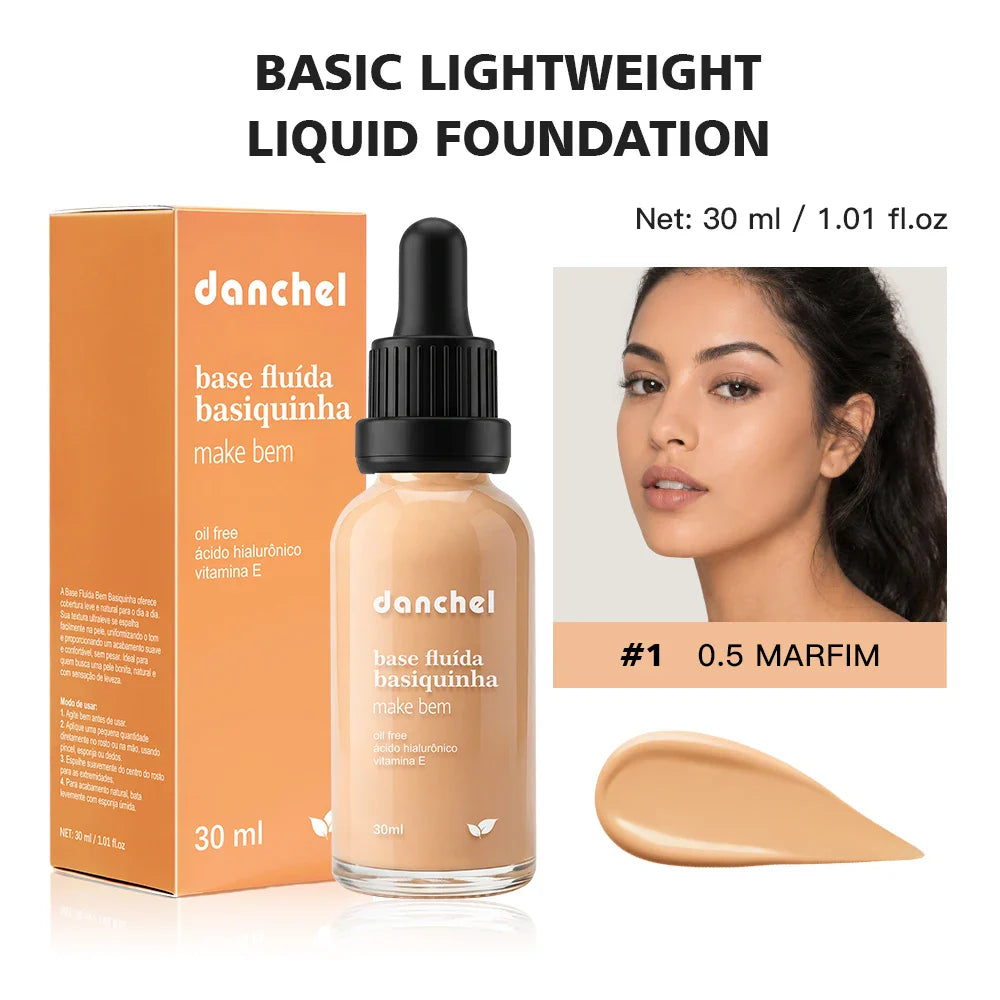 Danchel Matte Liquid Foundation – 12 Shades, Oil Control