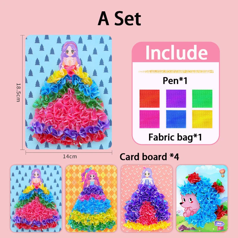 Funny Poke Puncture Painting Fabric Art Frenzy Kids Girls Cartoon