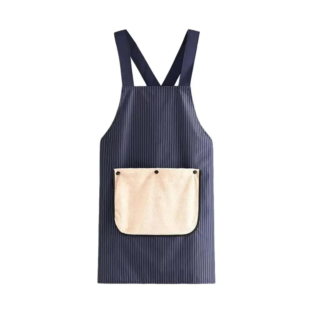 2026 Newest Waterproof Kitchen Apron With Detachable Towel Anti-fouling Sleeveless Cross Back Cooking Baking Restaurant Uniform Peaceful Pleasures Health and Wellness Blue