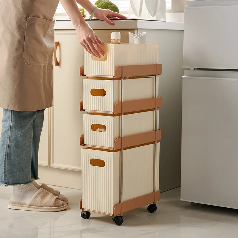 Space Saving Pull Out Mobile Drawer Under Desk Slim Trolley No Assembly Required Snack Toy Storage Cabinet for Home Peaceful Pleasures Health and Wellness