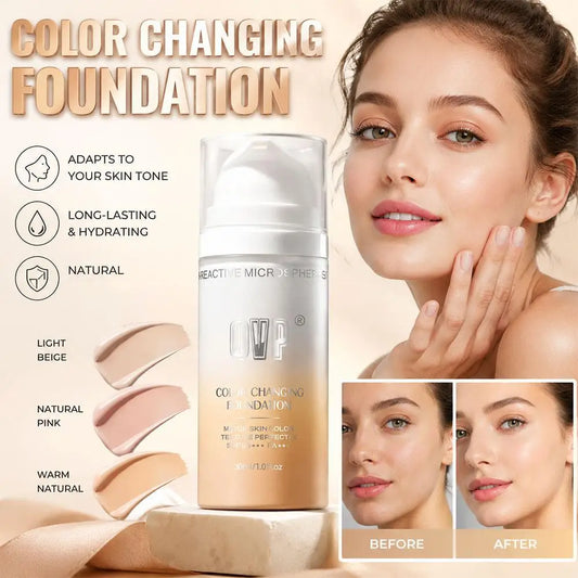 Color-Changing Sunscreen Foundation, Skin Tone Matching, All-Day Long-Lasting Wear, Perfect Base Foundation Makeup Peaceful Pleasures Health and Wellness