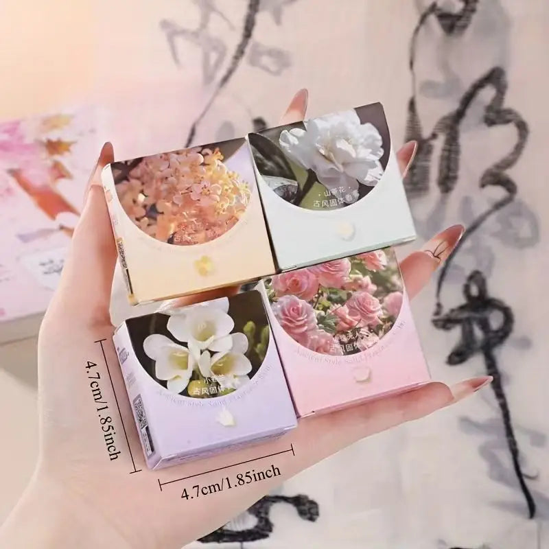 4-Pack Solid Perfume Set – Rose, Osmanthus, Camellia & Freesia