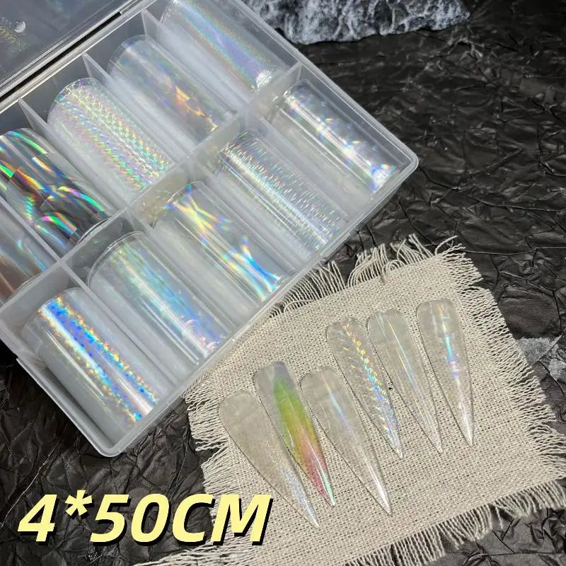 1 Set Floral Chameleon Nails Wraps 6/10 Patterns Metal Nail Foils For Transfer Paper Stickers DIY Water Marble Nail Art Decor Peaceful Pleasures Health and Wellness A21