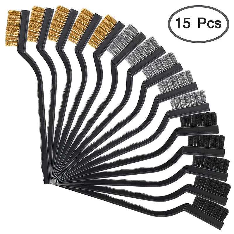 3 9pcsProfessional Stainless Steel Brass Nylon Wire Brush Sets Curved