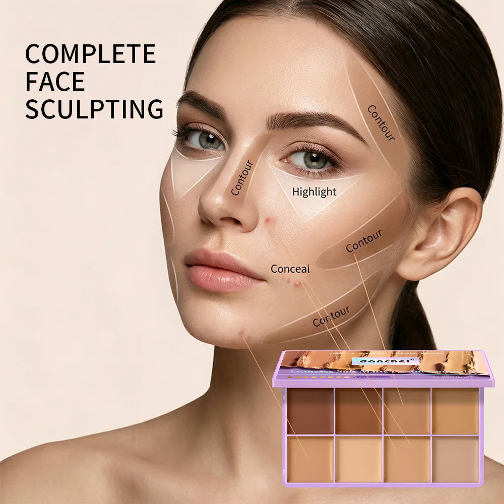 Full Coverage Concealer Palette 8 Colors Soft Matte Cream Concealer With Cosmetic Brush Waterproof Oil Control Long Lasting Cove Peaceful Pleasures Health and Wellness