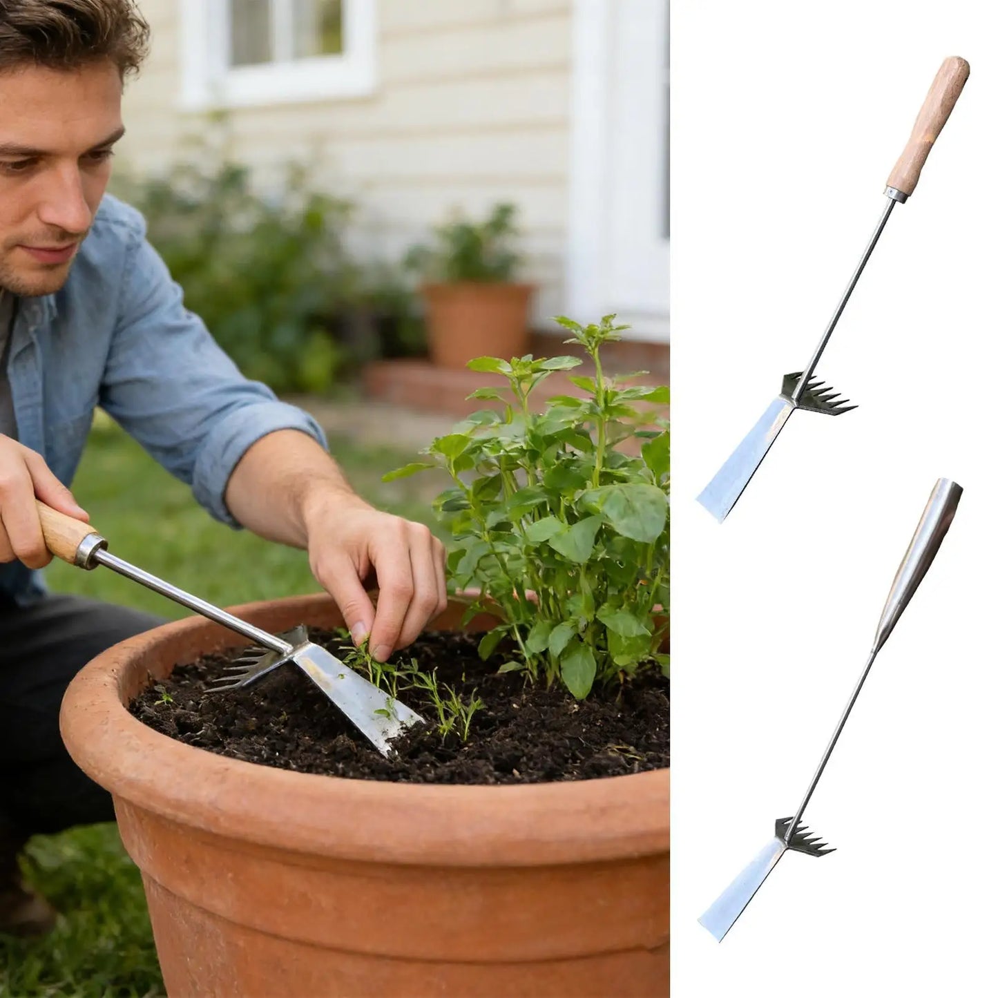 Manual Weeders Heavy Duty Metal 2 In 1 Garden Puller Gardening Lawn Weeder Sapling Puller For Yard Backyard Outdoor Farm Peaceful Pleasures Health and Wellness