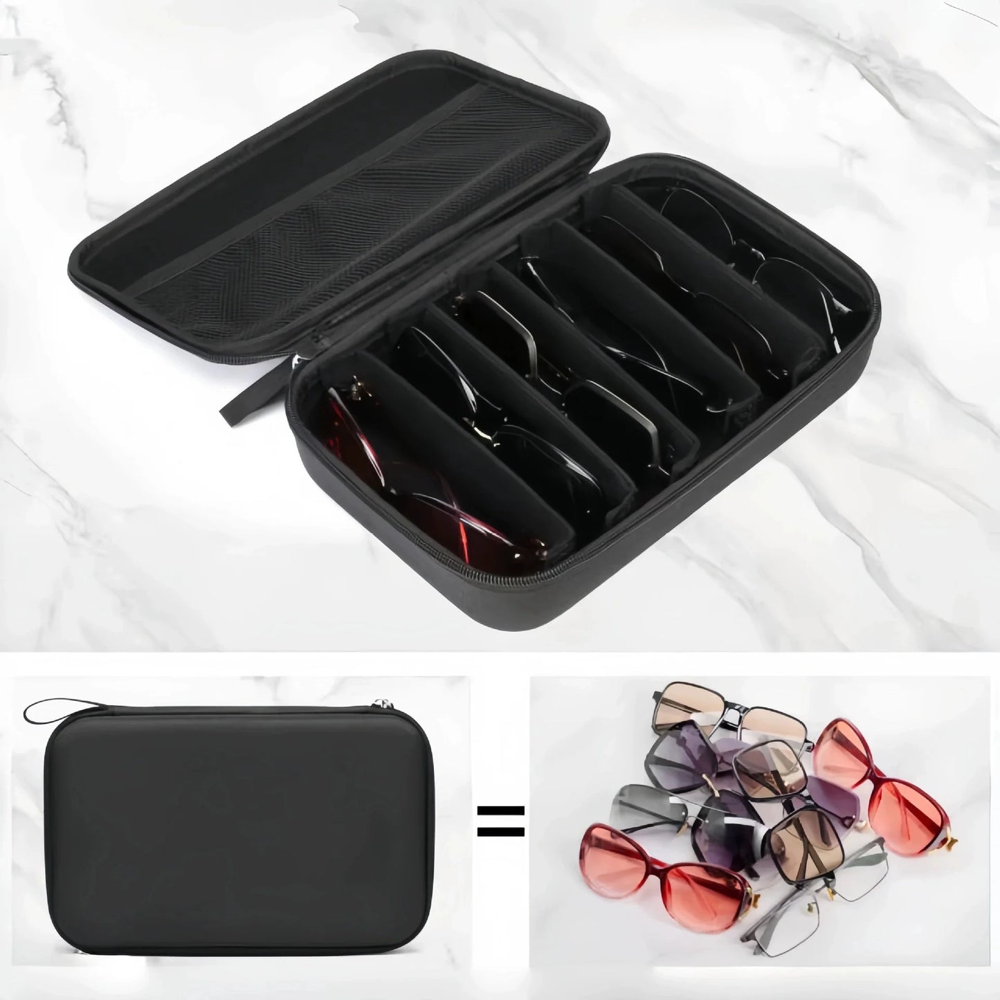 Hard Shell Travel Sunglasses Organizer | Multi-Slot Case