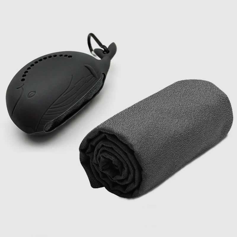 Cute Little Whale Sports Quick-drying Towel Cold Sensation Towel Sweat-absorbing Portable Silicone Towel for The Gym Peaceful Pleasures Health and Wellness Gray 30x80cm