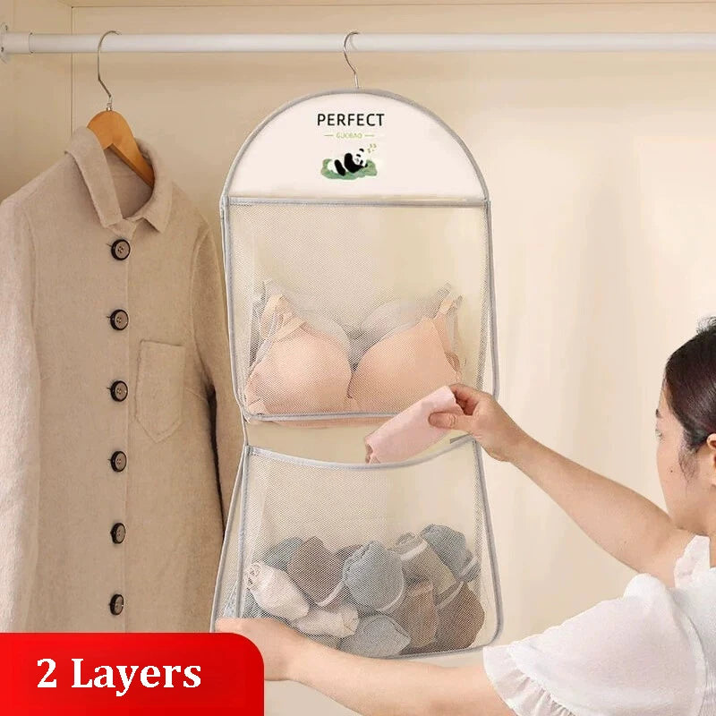 Nylon Mesh Hanging Storage Bag – Wall-Mounted Closet Organizer