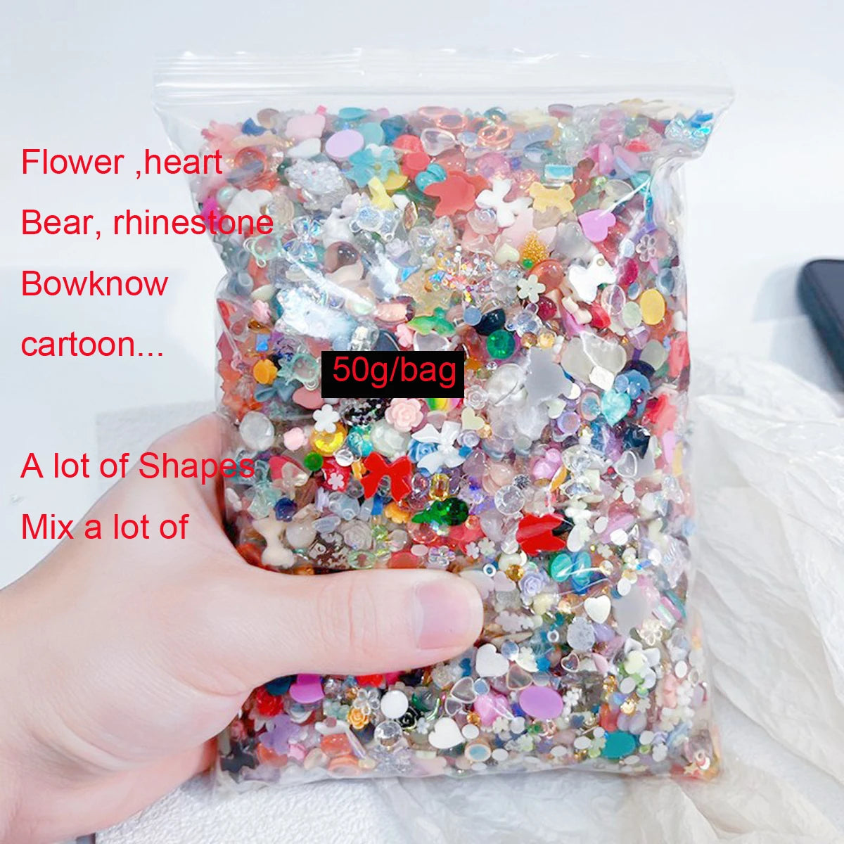 50g 3D Aurora Resin Nail Charms – Bows, Butterflies & Flowers