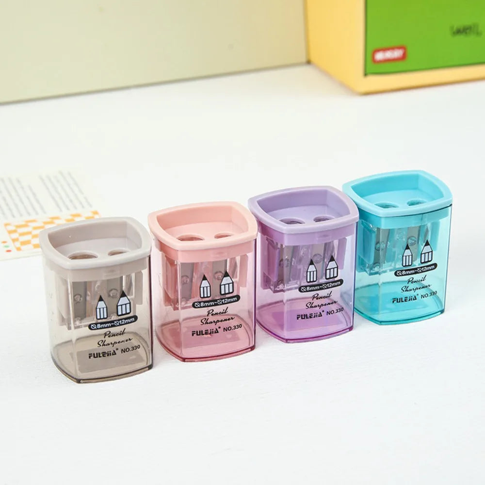 Double Hole Pencil Sharpener – Transparent Manual Plastic