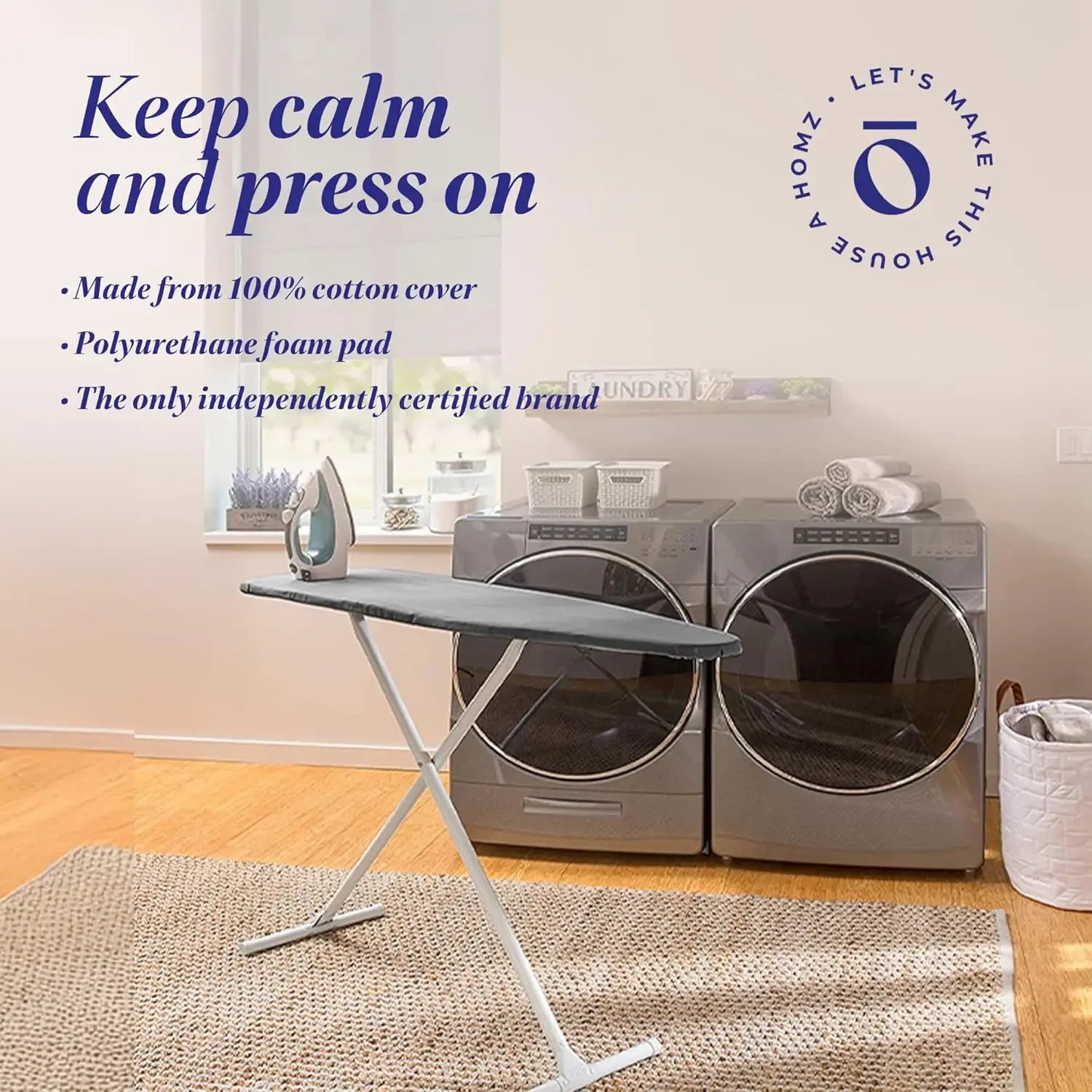 Portable Foldable Ironing Board with Adjustable Height, T-Leg Design, Cotton Cover & Foam Pad for Efficient Clothes Steaming Peaceful Pleasures Health and Wellness