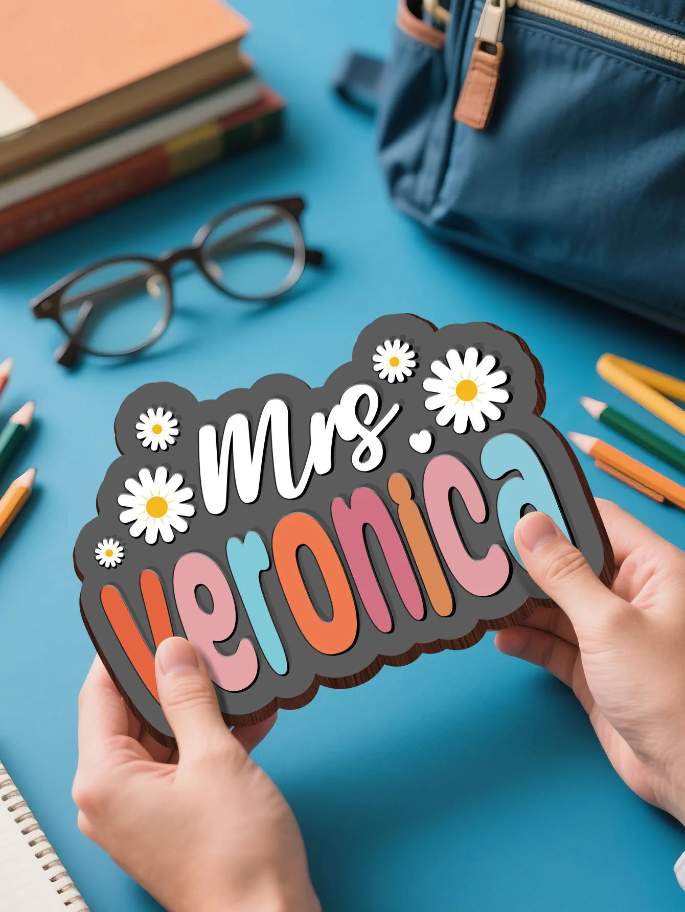 Custom Wooden Name Sign Personalized Teacher Appreciation Gift Back to School Door Decor Classroom Office Home Hanging Plaque Peaceful Pleasures Health and Wellness