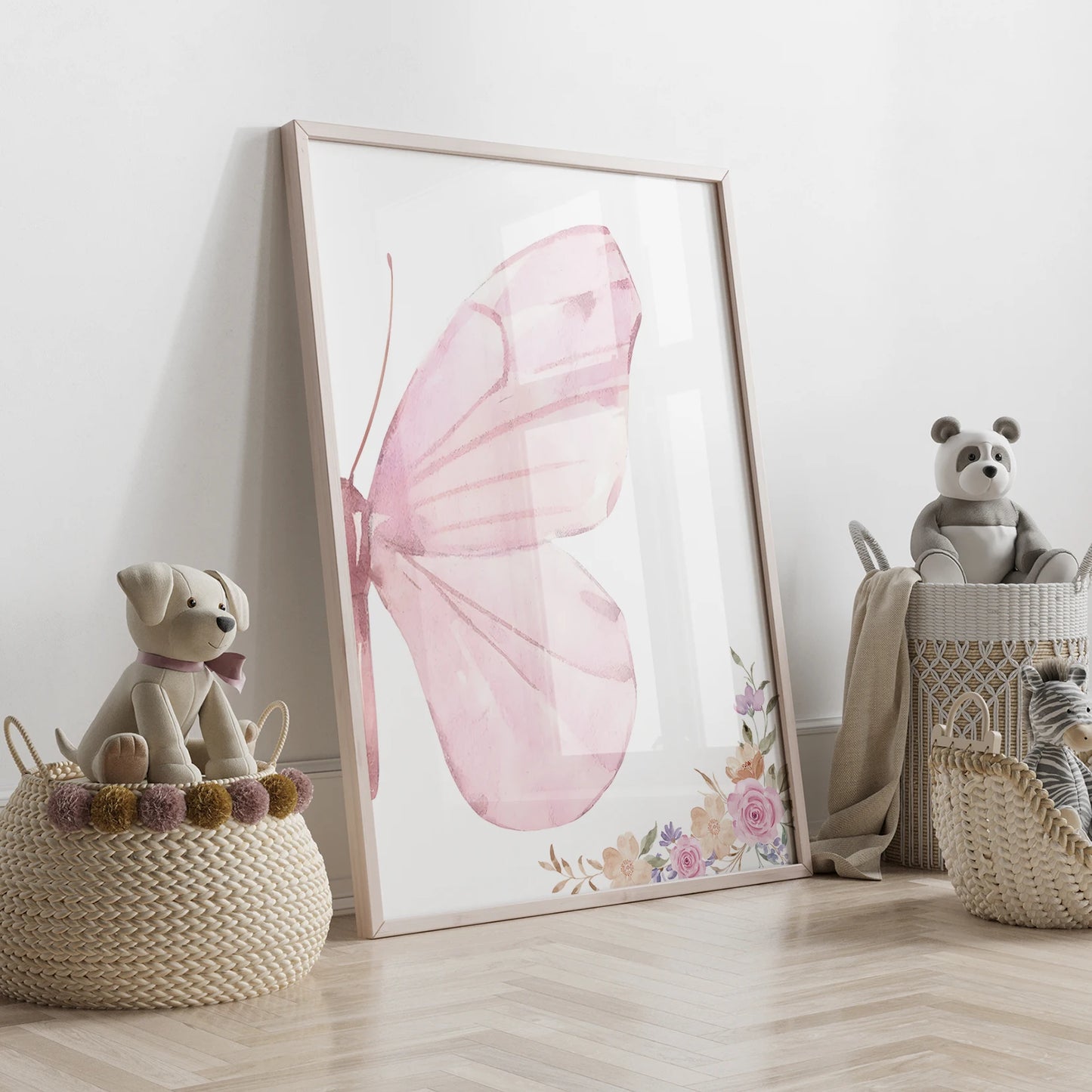 3-Piece Personalized Pink Butterfly Canvas Wall Art | Kids Decor