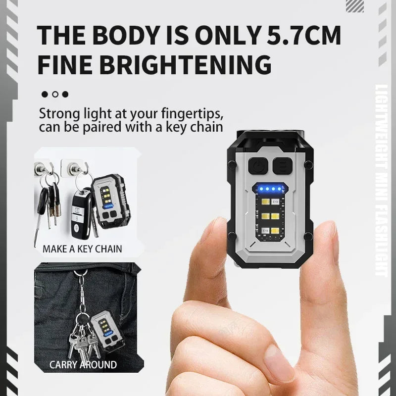 Mini LED Keychain Flashlight USB Rechargeable Magnetic COB Torch