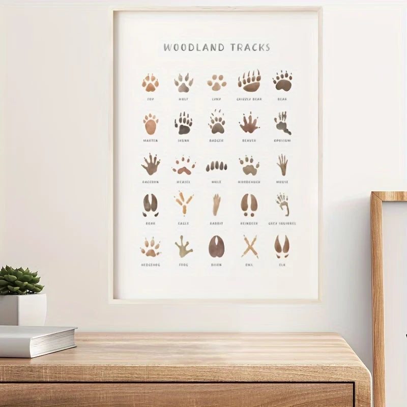 Animal Footprint Canvas Wall Art Print | Modern Home Decor