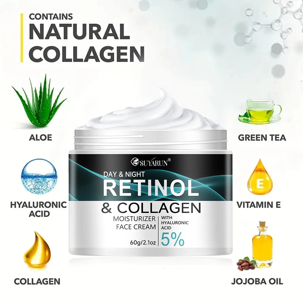 SUYARUN Retinol & Collagen Face Cream - Anti-Aging Moisturizer for Deep Hydration, Firming & Youthful Glow. Peaceful Pleasures Health and Wellness