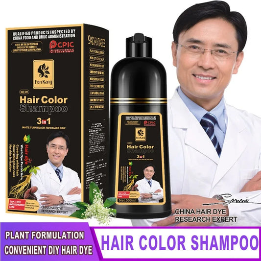 REAROYA Black Hair Dye Shampoo – Plant-Based Formula 500ml Hair Dye Shampoo Oasis Select