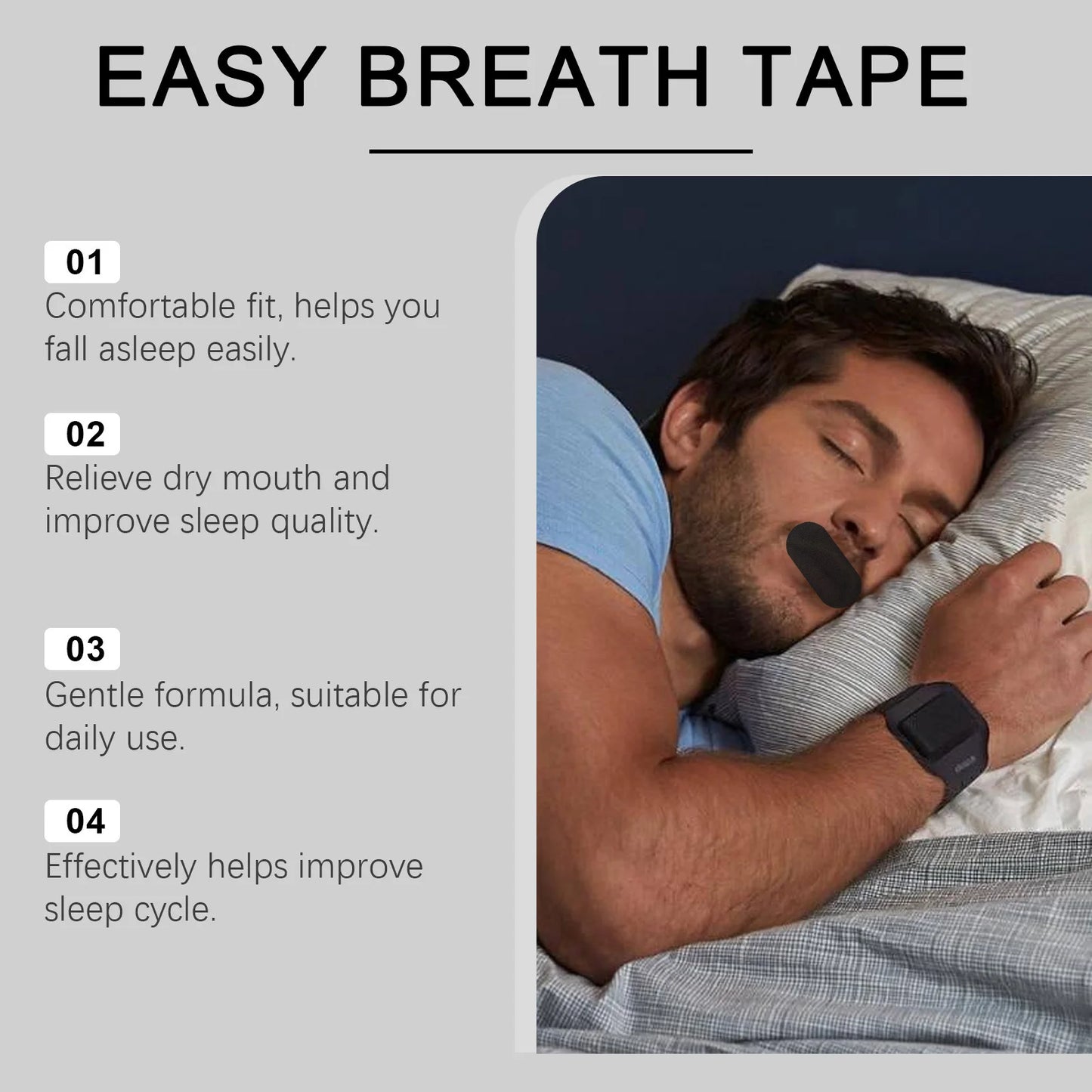Mouth Tape for Sleep – Anti-Snoring Moisturizing Strips 30ct