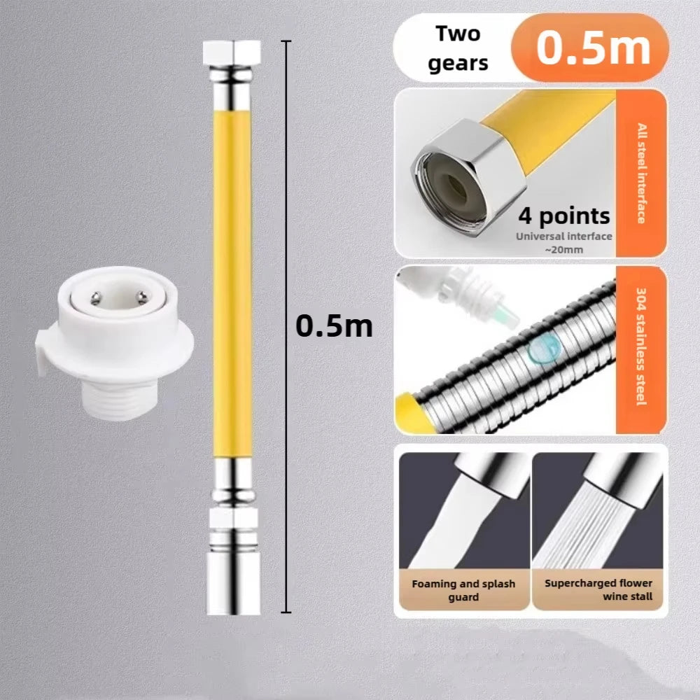 2-Mode Flexible Faucet Extender | Bendable Stainless Steel Hose