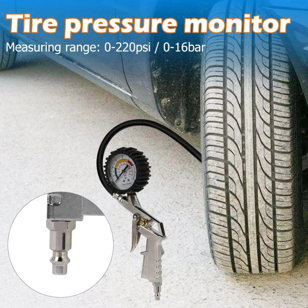 Car Tire Pressure Gauge 0-220 PSI Air Inflator Meter EU Plug Tyre Pressure Tester Auto Garage Repair Tool Peaceful Pleasures Health and Wellness