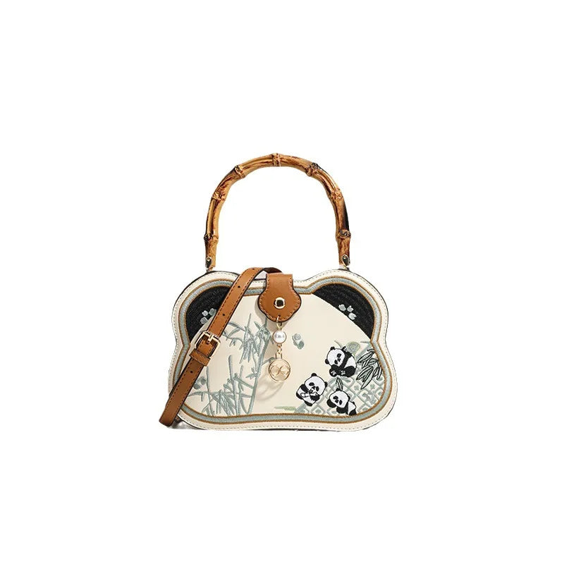 Panda Bamboo Crossbody Bag | Chinese Vintage Shoulder Handbag