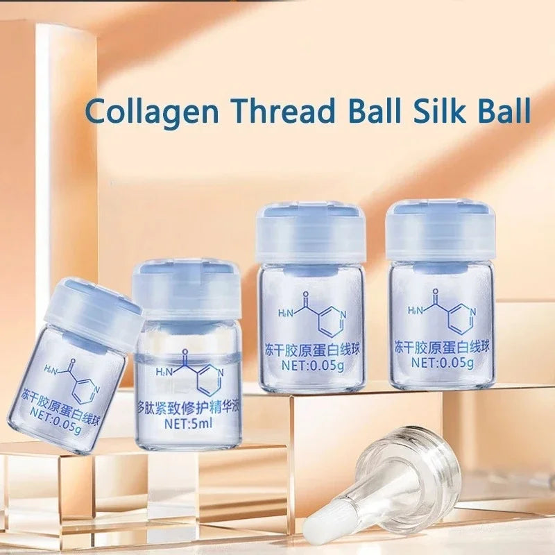 Korea Facial Hydrolyzed Silk Protein Collagen Thread Ball Serum Moisturiz Hydration Lifting Firm Fine lines Essence SkinCare Peaceful Pleasures Health and Wellness