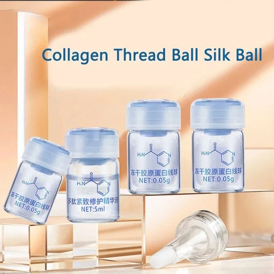Korea Facial Hydrolyzed Silk Protein Collagen Thread Ball Serum Moisturiz Hydration Lifting Firm Fine lines Essence SkinCare Peaceful Pleasures Health and Wellness