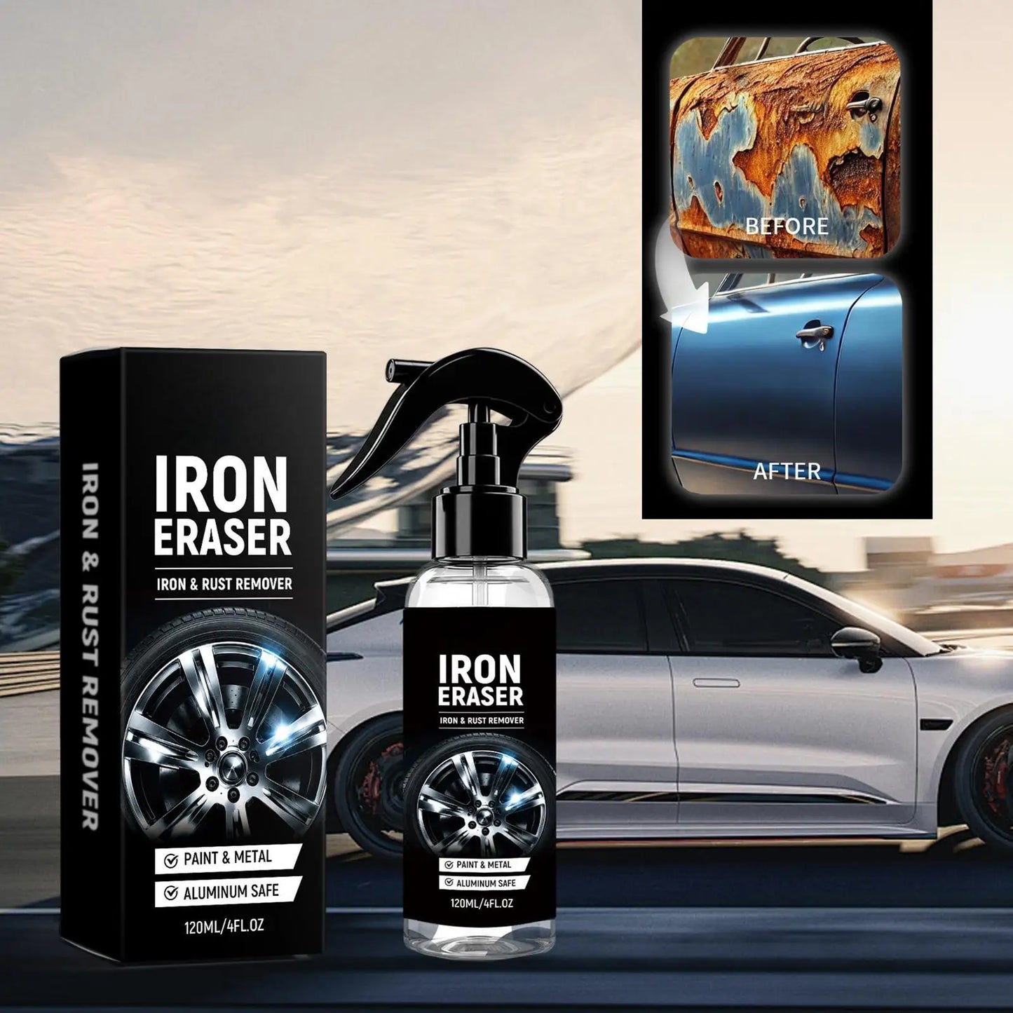 120ml Iron Remover Spray for Car Wheels, Rims & Brake Discs