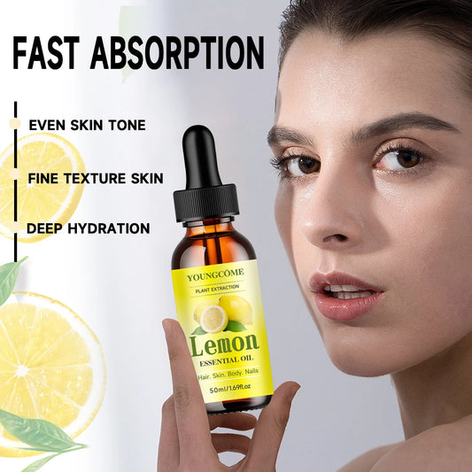 Natural lemon essential oil,hair moisturizer/skin moisture supplement, suitable for face, hair,Anti-wrinkle Face essential oil Peaceful Pleasures Health and Wellness