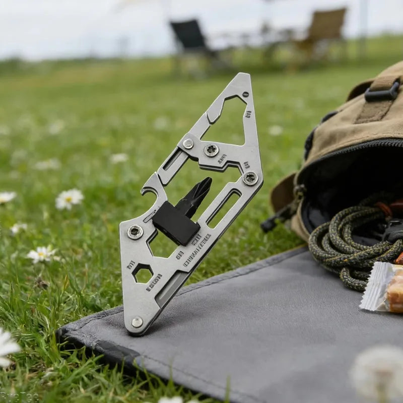 Stainless Steel Multi Tool Carabiner, Portable Survival Gear Gadget, Heavy Duty Clip for Camping Hiking Climbing Outdoor Fishing Peaceful Pleasures Health and Wellness