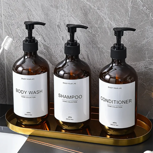 500ml Shampoo Body Wash Conditioner Dispenser Bottle Bathroom Waterproof Pre-Labeled Refillable Shampoo Bottle Soap Container Peaceful Pleasures Health and Wellness