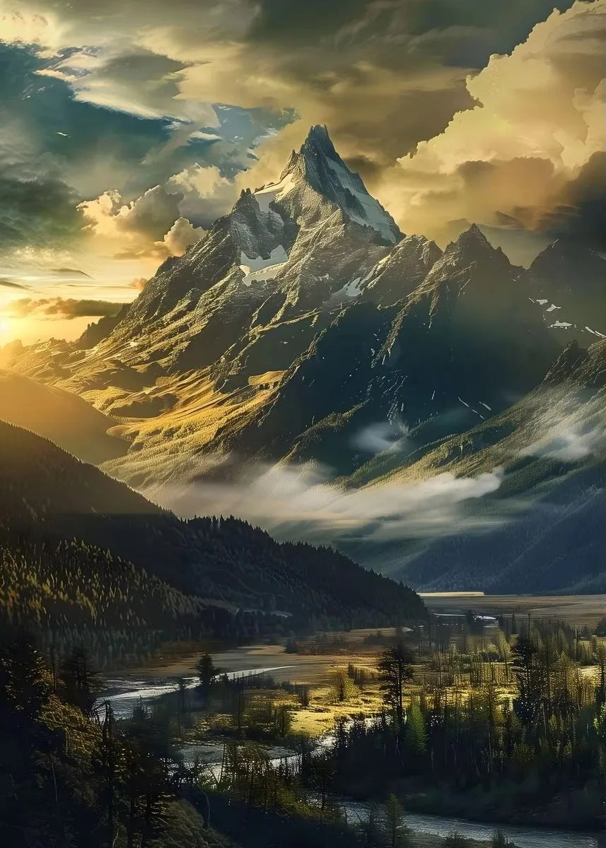 Sea Mountains Rivers Landscape Canvas Wall Art | Unframed