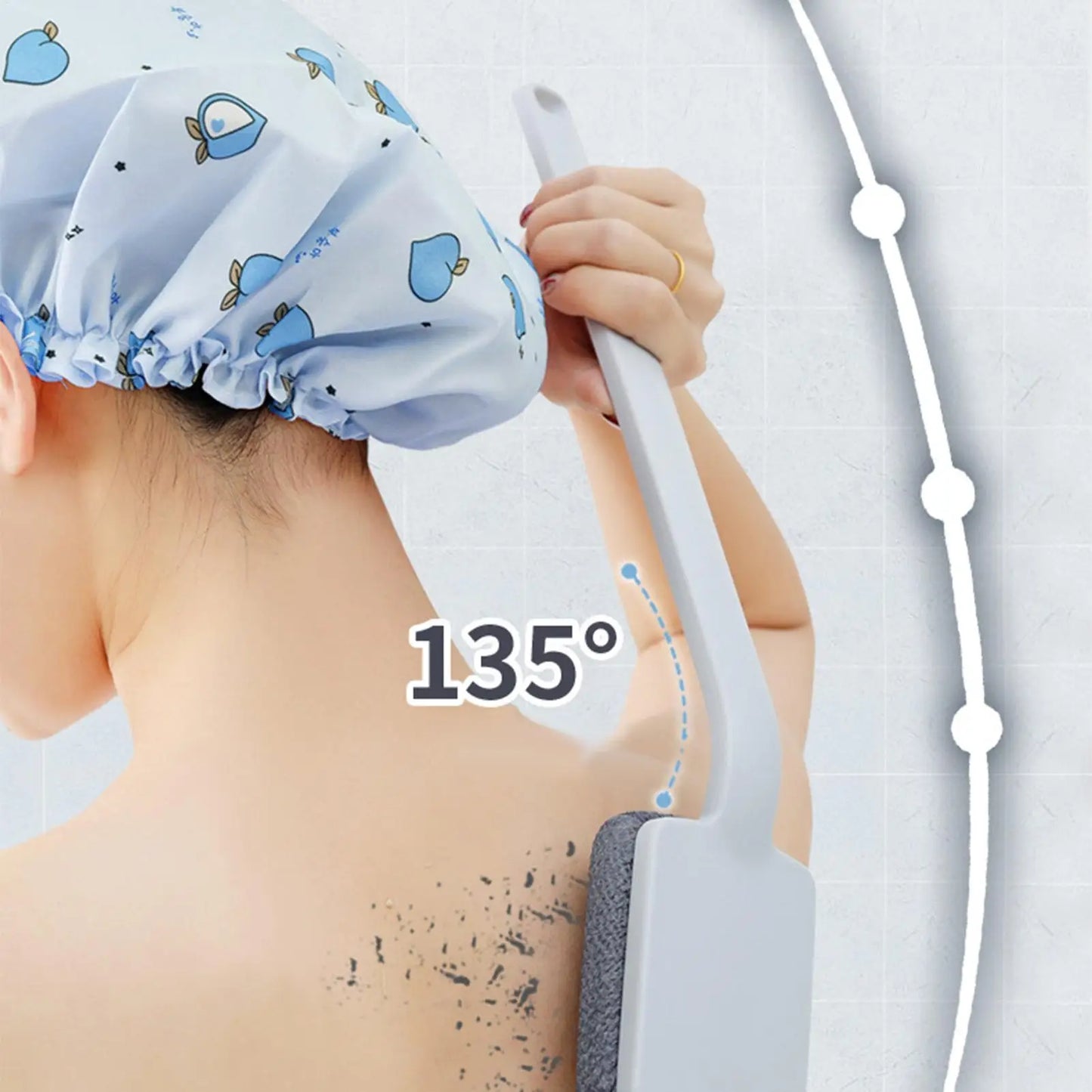 Back Scrubber for Shower Anti Slip Portable Cleaning Cleaner Washer Bath Brush with Long Handle for Showering Bathing Washing Peaceful Pleasures Health and Wellness