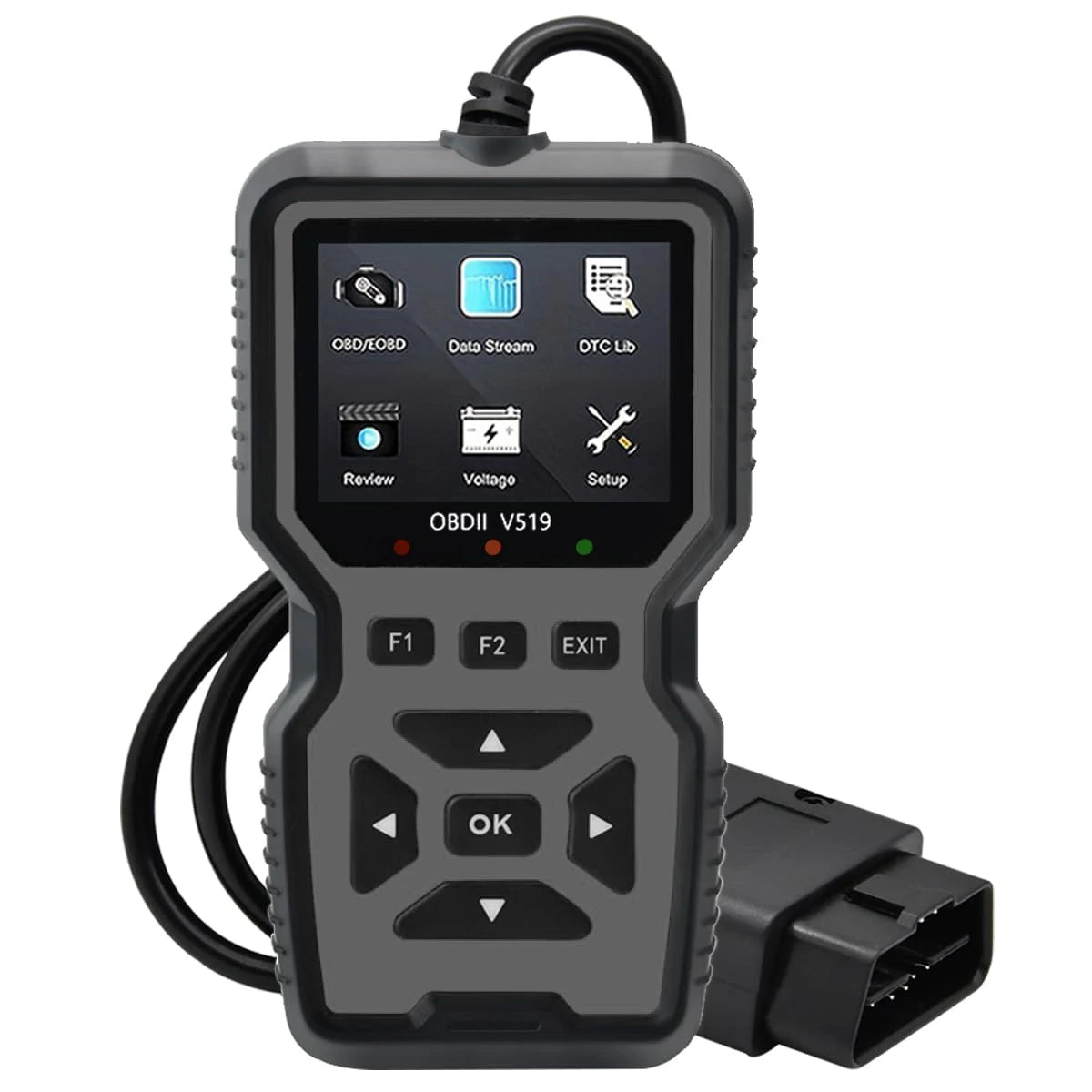 V519 Professional Obd2 Diagnostic Tool for Heavy Duty Vehicle Repair - Code Reader/Resetter, Supports Real-Time Data Stream, No Battery Required, Compatible with Vehicles from 1996 Onwards (Obdii/Eobd, Mode 6/8), Suitable for Peaceful Pleasures Health and Wellness Grey