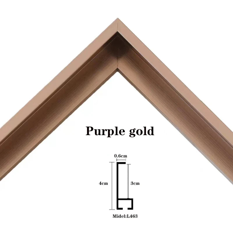 Customizable DIY Aluminum Alloy Floating Metal Photo Frame Wall Art Canvas Photo Frame 70x140cm,100x100cm,60x120cm，etc Peaceful Pleasures Health and Wellness Purple Gold customized