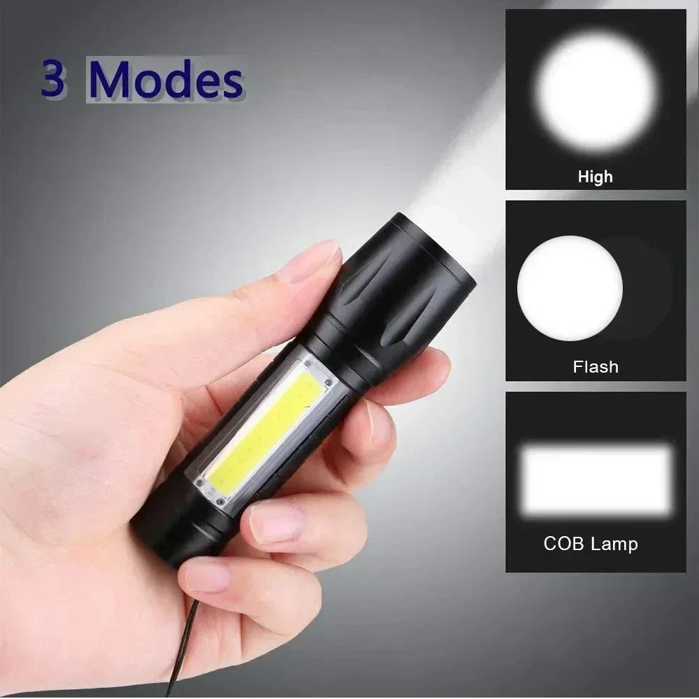 KDULIT COB+LED Zoomable Flashlight | USB Rechargeable Torch