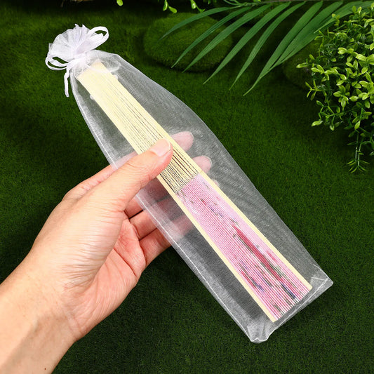 50pcs Drawstring Organza Bags Folding Hand Fan Pouch Drawstring Fan Packaging Bag Party Wedding Favor Gift Candy Jewellery Bags Peaceful Pleasures Health and Wellness