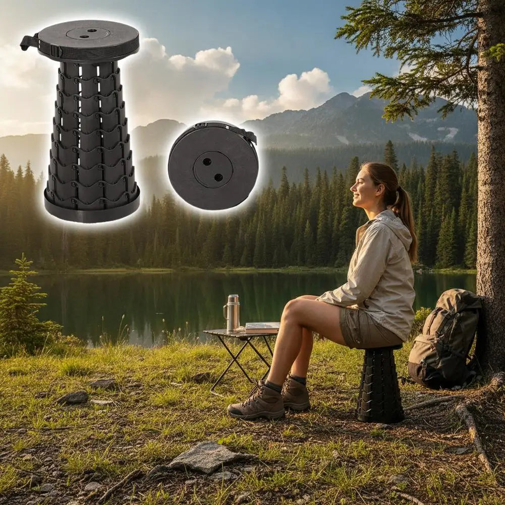 Foldable Telescopic Stool Lightweight Camp Chair Portable Camping Seat Adjustable Height Stool for Outdoor Fishing Hiking Picnic Peaceful Pleasures Health and Wellness