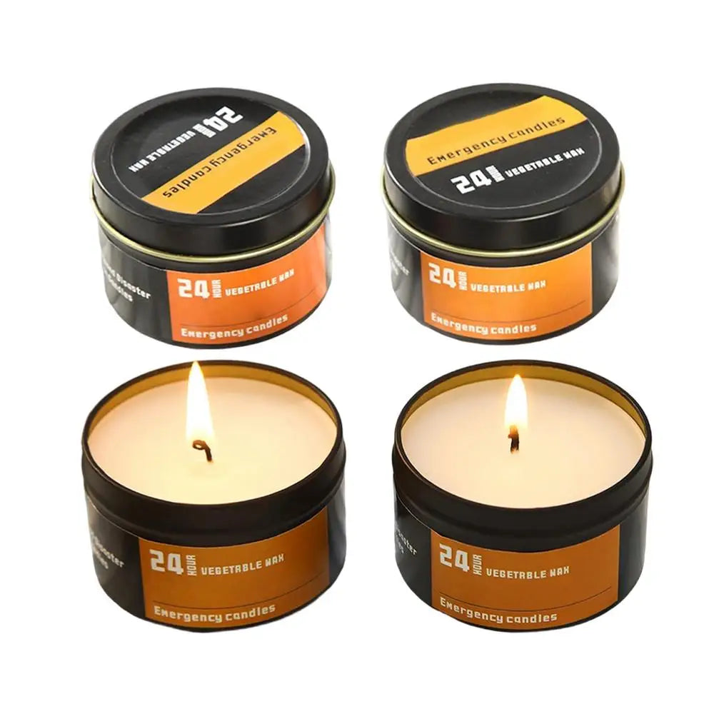 4-Pack Emergency Candles – 24Hr Windproof Survival Tin Candles