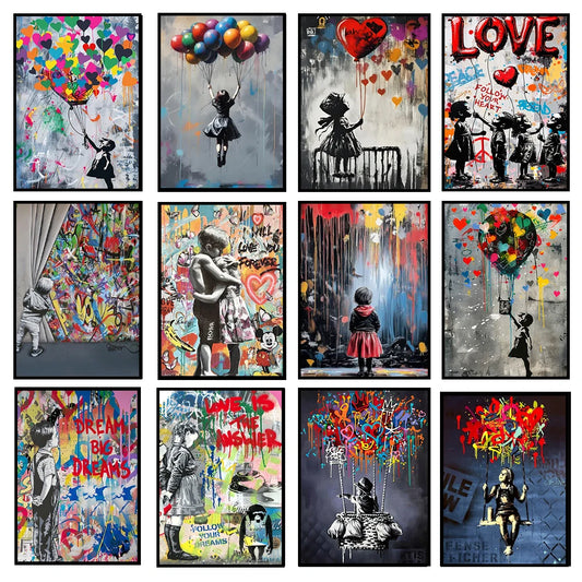 Graffiti Banksy Art Poster Banksy Image Series Printed Canvas Art Mural Used for Home Wall and Living Room Decoration, Framel Peaceful Pleasures Health and Wellness