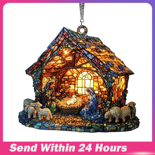 Nativity Scene Suncatcher – Stained Acrylic Window Ornament Window Suncatcher Oasis Select