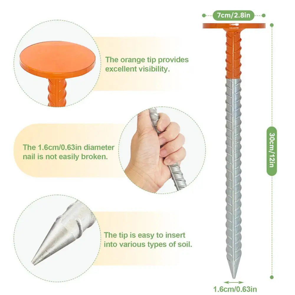 Heavy-Duty 12" Orange Survey Stakes | 2-Piece Driveway Markers