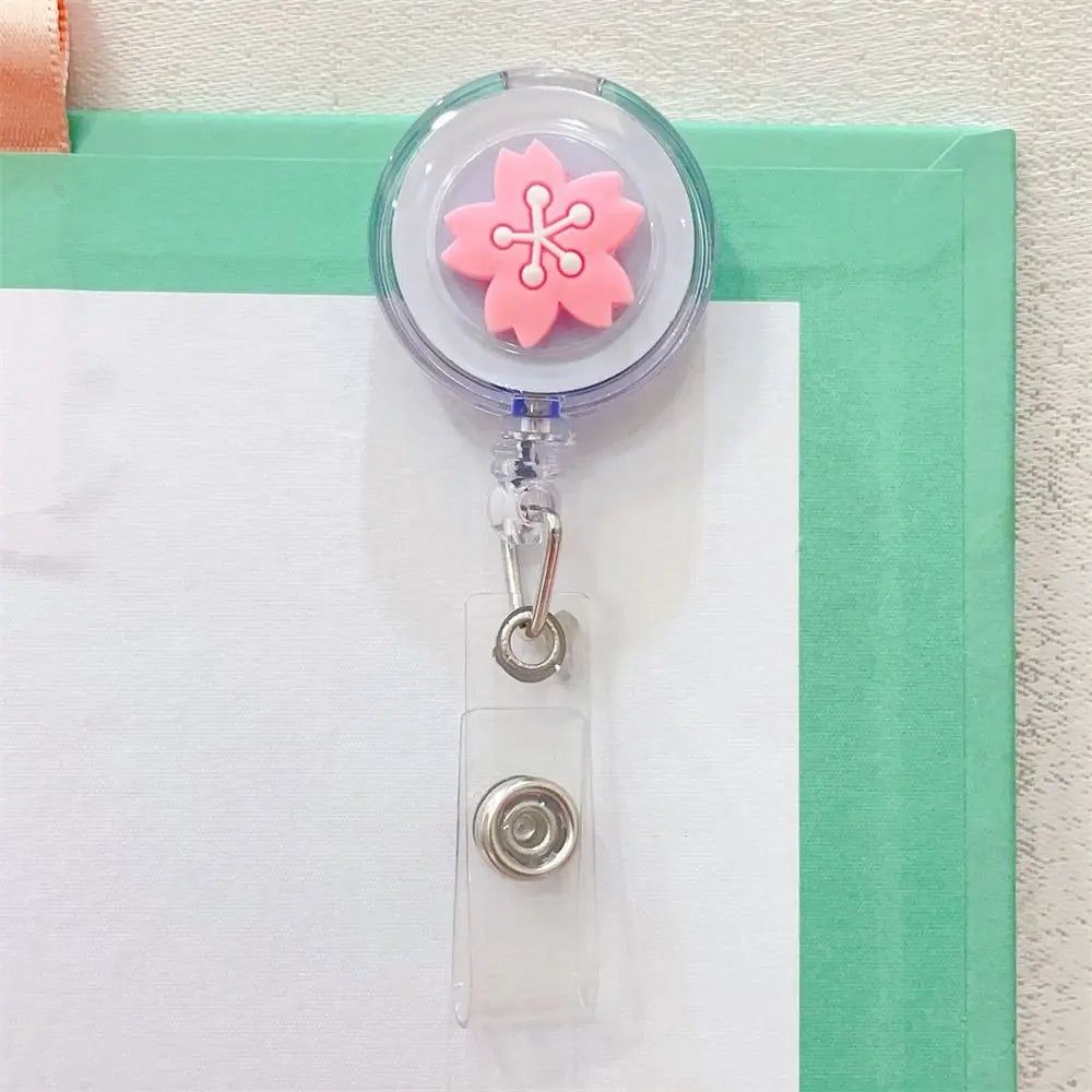 Cute ABS Card Holder Name Tag Nurse Doctor Cartoon ID Card Clips Retractable Badge Reel Badge Holder Name Card Holder Peaceful Pleasures Health and Wellness 01
