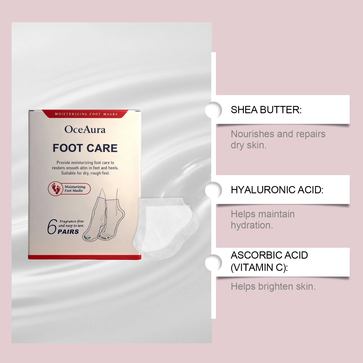 OceAura Shea Butter Hydrating Foot Mask Booties – 6 Pairs
