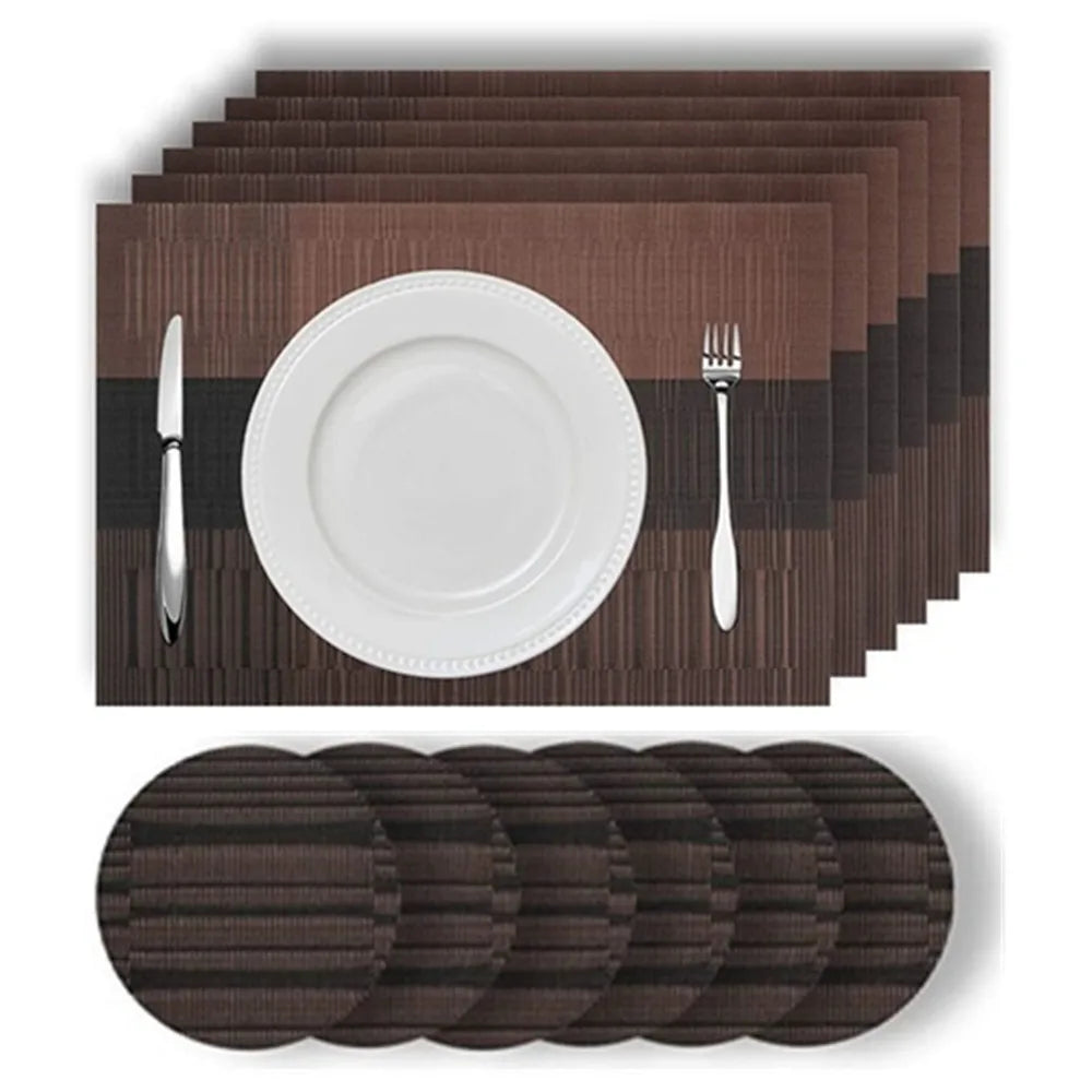PVC Placemats Set of 6 with Coasters – Washable & Non-Slip