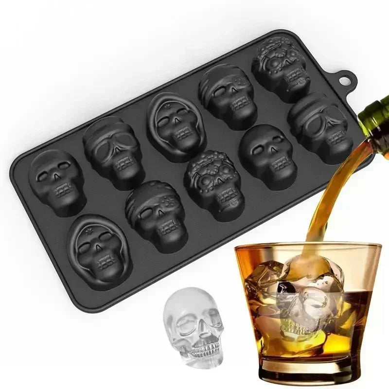 10-Grid Skull Ice Cube Mold | Silicone Halloween Ice Maker