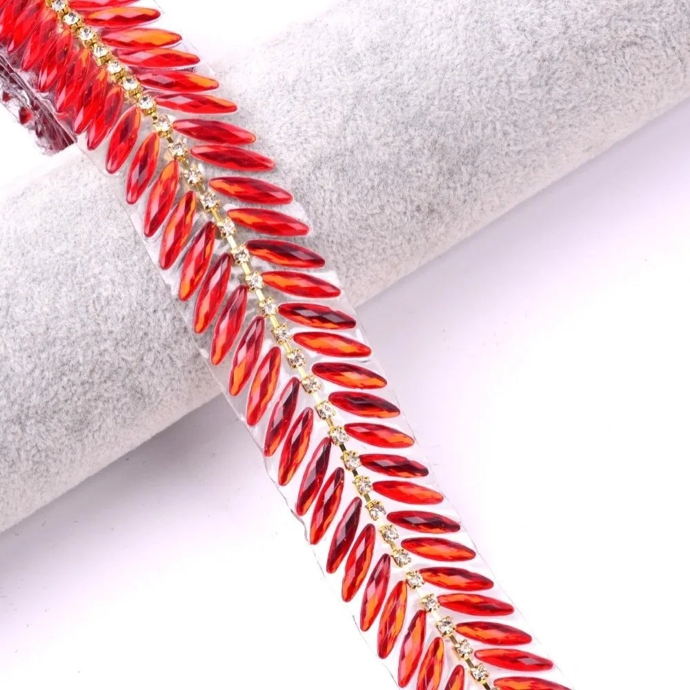Iron-On Rhinestone Ribbon Trim 1 Yard | DIY Crystal Decoration